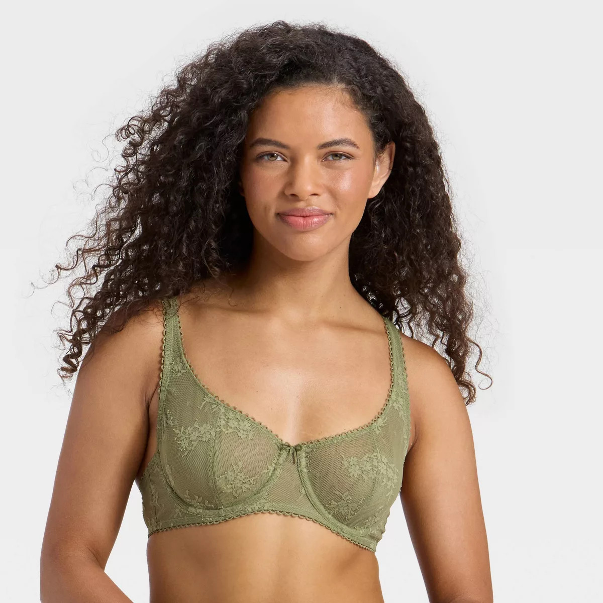 Women's Lace Unlined Balconette Bra - Wild Fable™ Green 32A | Target