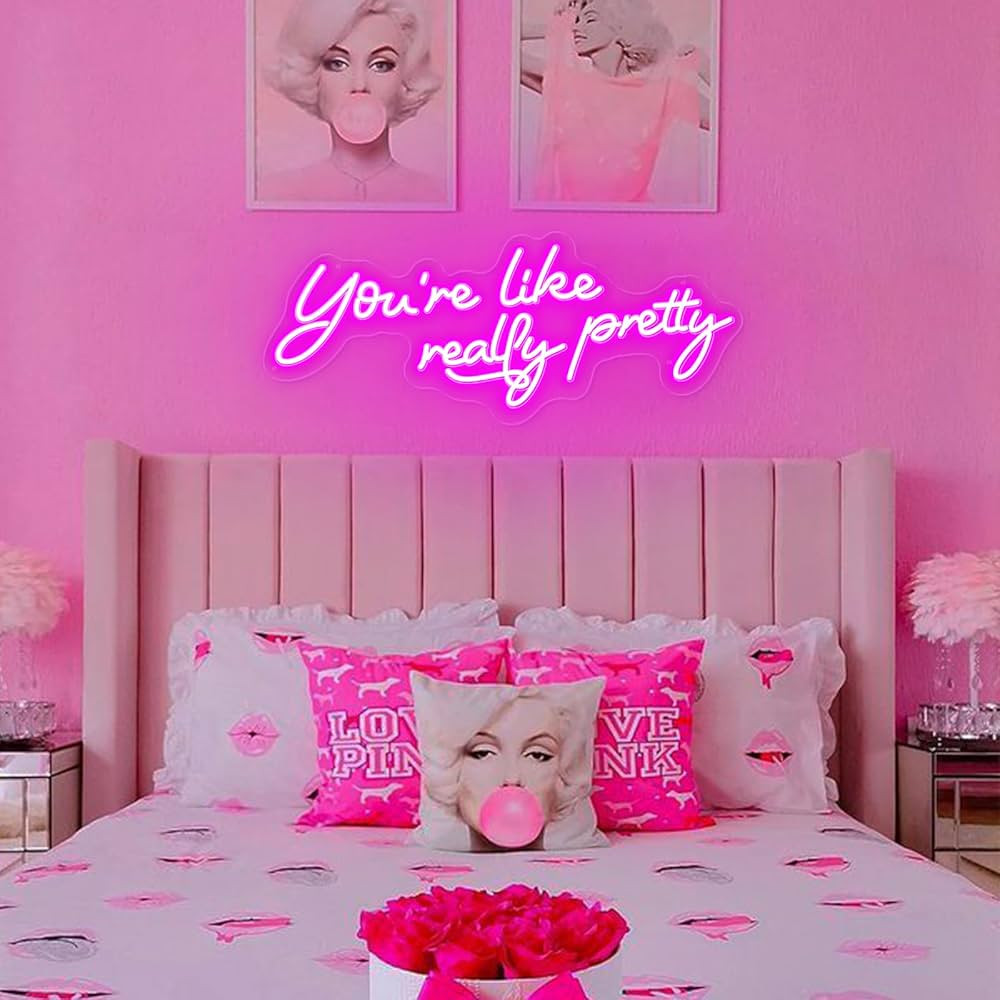 Large You're Like Really Pretty Neon Sign, with Timing Dimmable Remote, 25-IN Pink Youre Like Rea... | Amazon (US)
