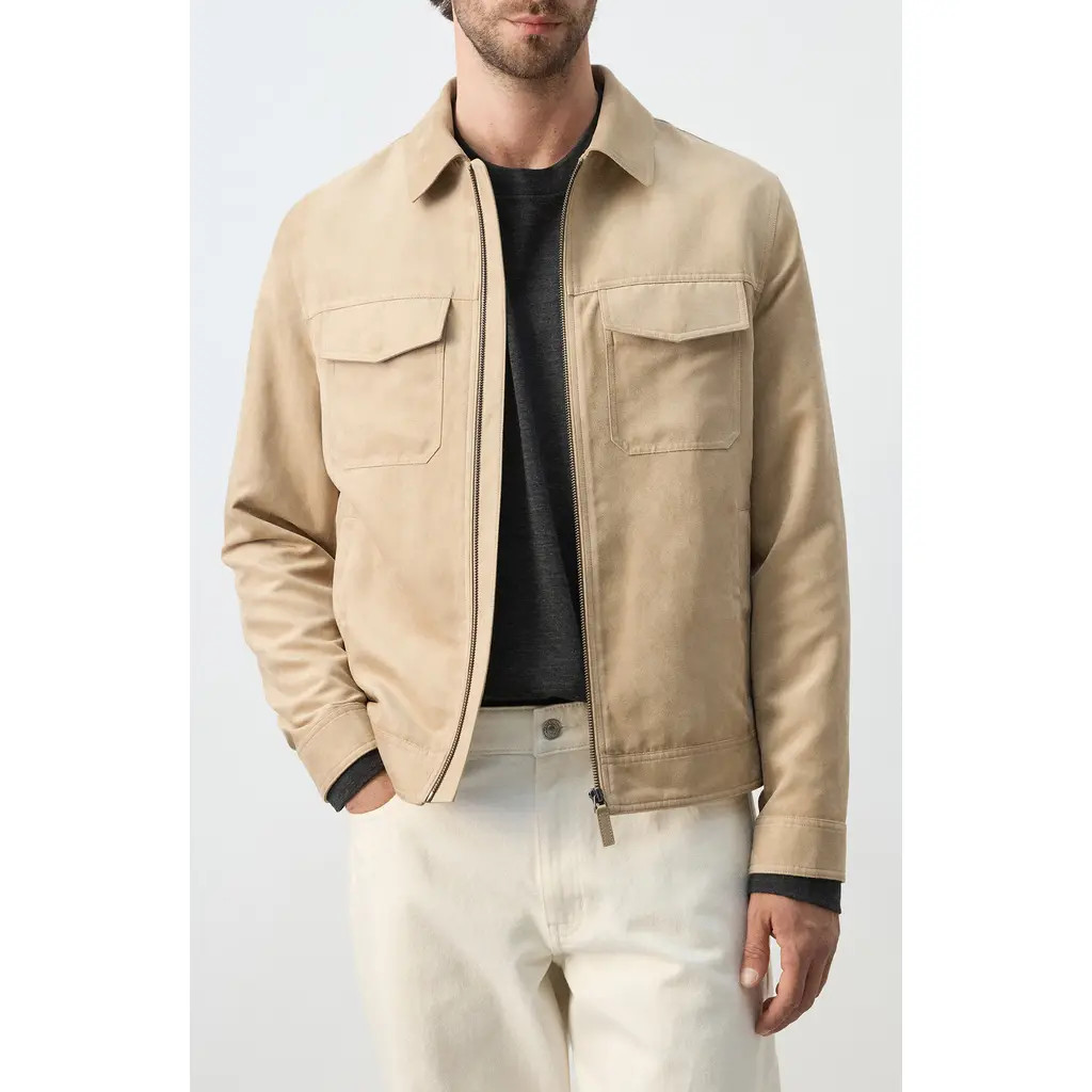 MANGO Faux Suede Jacket in Beige at Nordstrom, Size Medium | Nordstrom