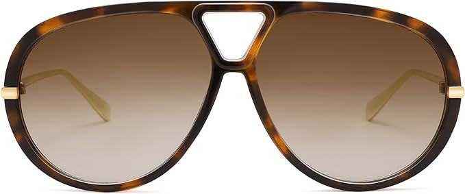 Oversized Aviator Sunglasses for Women Men, Trendy Retro Round Sun Glasses Vintage Shield Shades ... | Amazon (US)