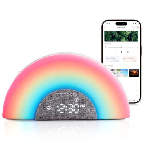 Momcozy DreamSync Tech™ Baby Sound Machine, Night Light, APP Control, Routine Builder, White Noise Machine with 34 Soothing Sounds, Wake Up Light Sunrise Alarm Clock, Wireless Speaker | Amazon (US)