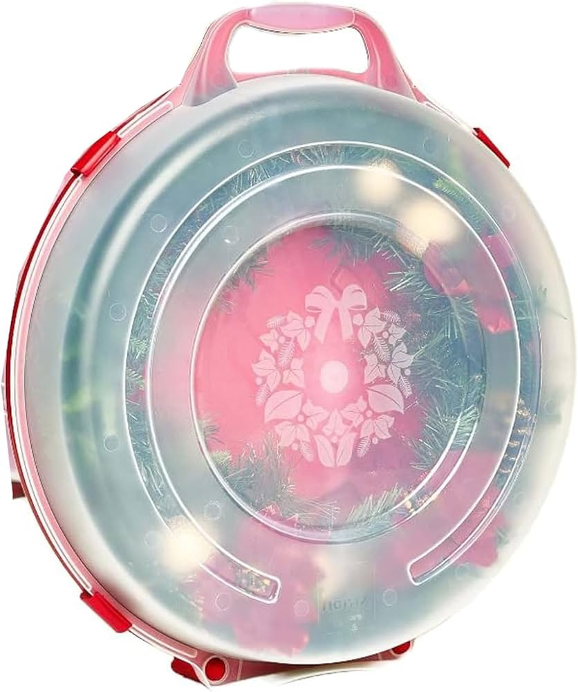 HOMZ 3 Pack Wreath Holder, Christmas Holiday Storage Container Box, 24.5 in, Red | Amazon (US)