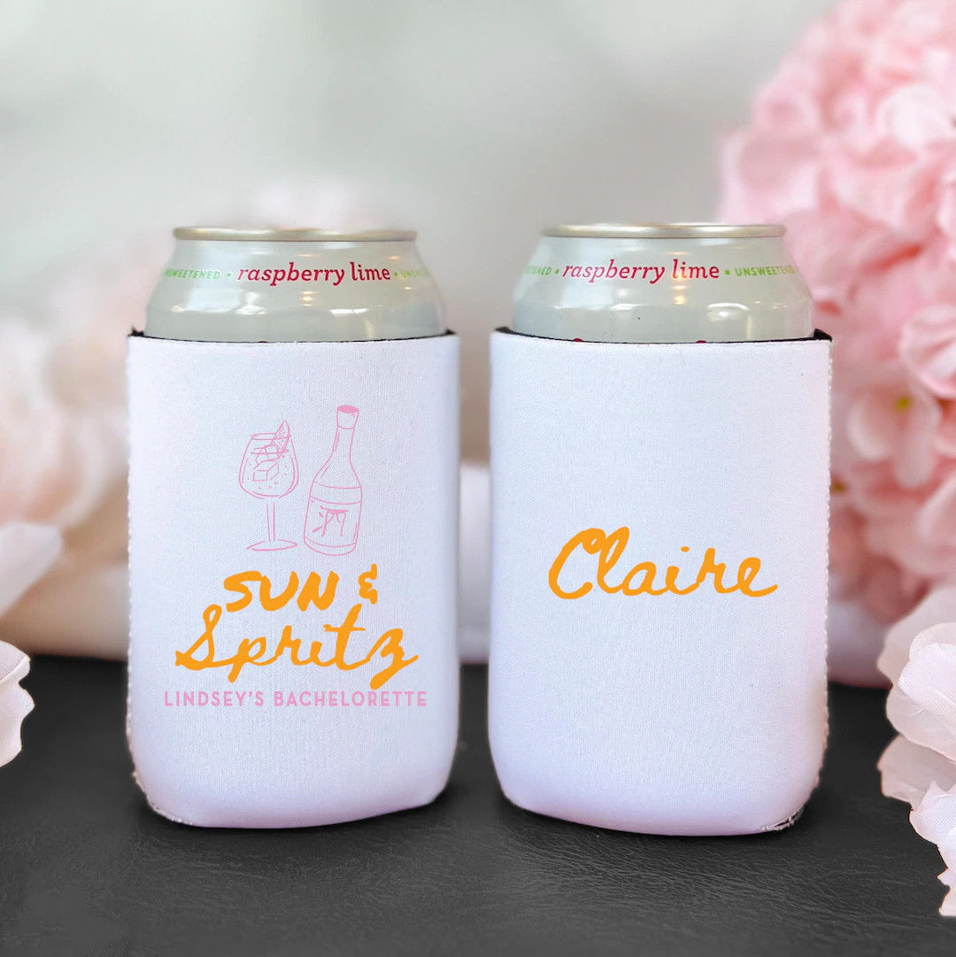 Sun & Spritz Bachelorette Beer Can Holder - Custom Bachelorette Favors, Bach Bash Favor, Beverage... | Etsy (US)