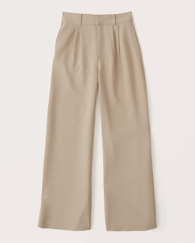 Abercrombie & Fitch Women's Tailored Wide Leg Pants in Light Brown - Size XS | Abercrombie & Fitch (US)
