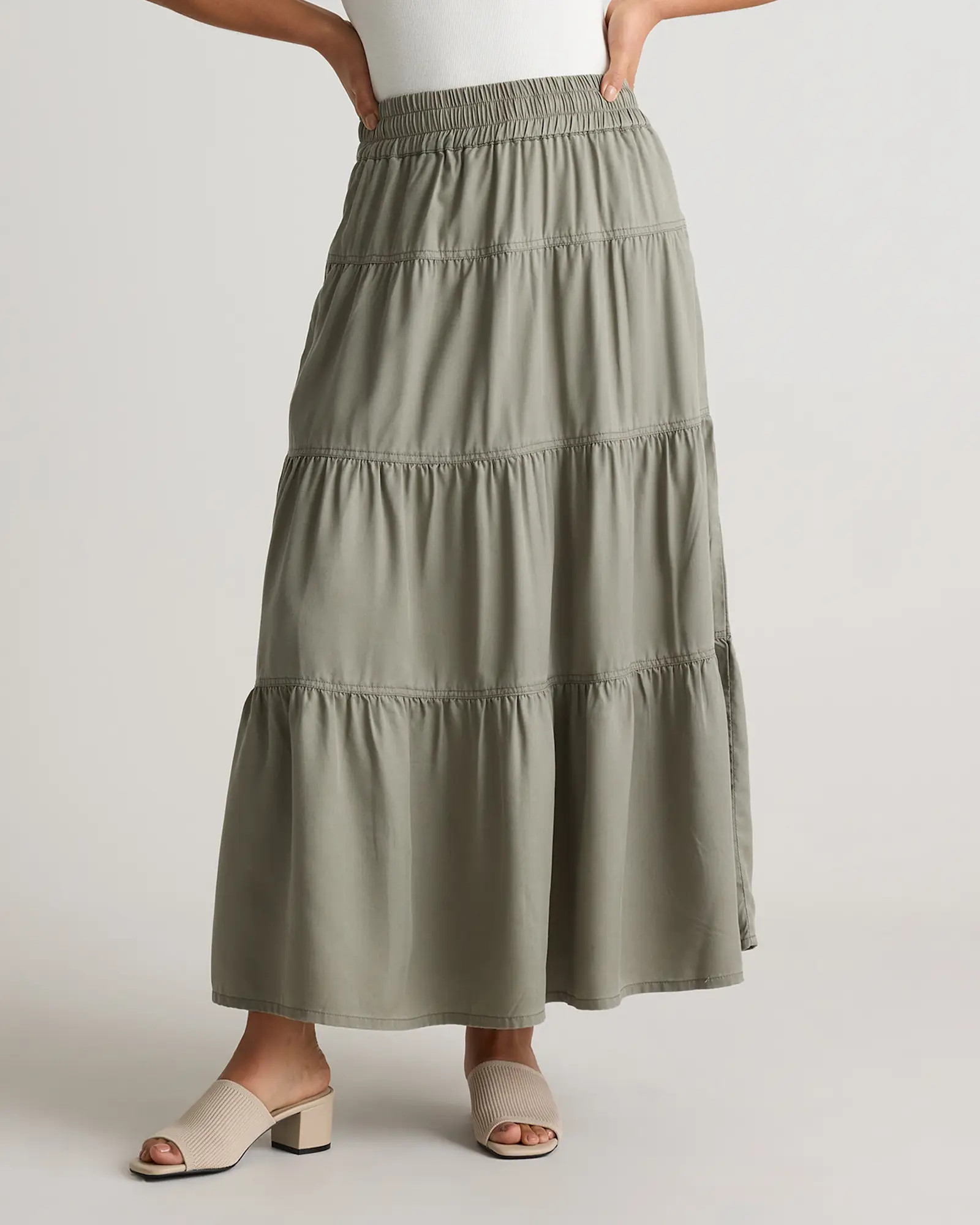 Vintage Wash Tencel Tiered Maxi Skirt | Quince