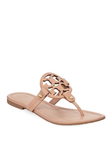 Tory Burch Miller Flat Leather Logo Slide Sandal | Neiman Marcus