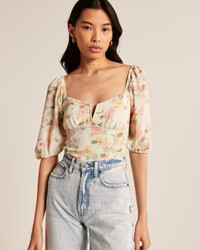Women's Puff Sleeve Hardware Corset Top | Women's Tops | Abercrombie.com | Abercrombie & Fitch (US)
