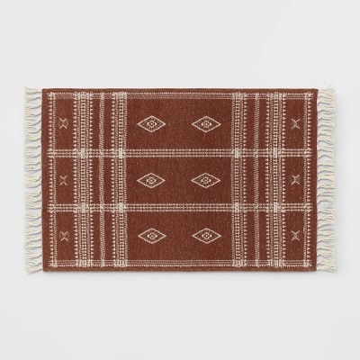 2'3"x3'9" Washable Southwest Plaid Accent Rug Rust - Threshold™ | Target
