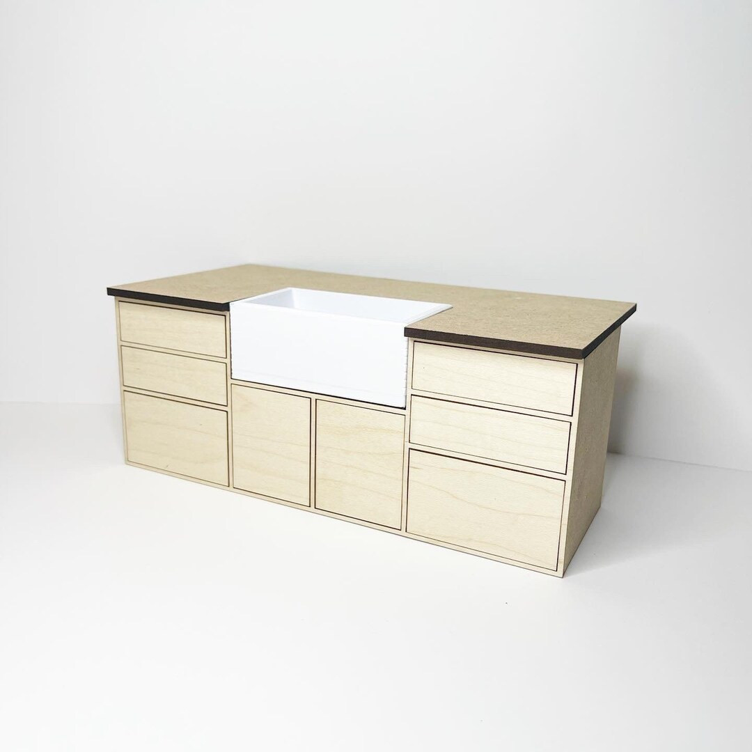 Large Island With Farmhouse Sink Standard - Etsy | Etsy (US)