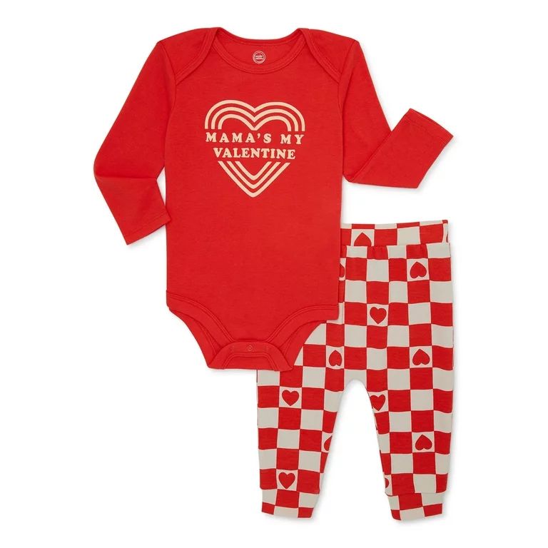 Wonder Nation Baby Boy Valentine's Day Outfit Set, 2-Piece, Sizes 0M-24M | Walmart (US)