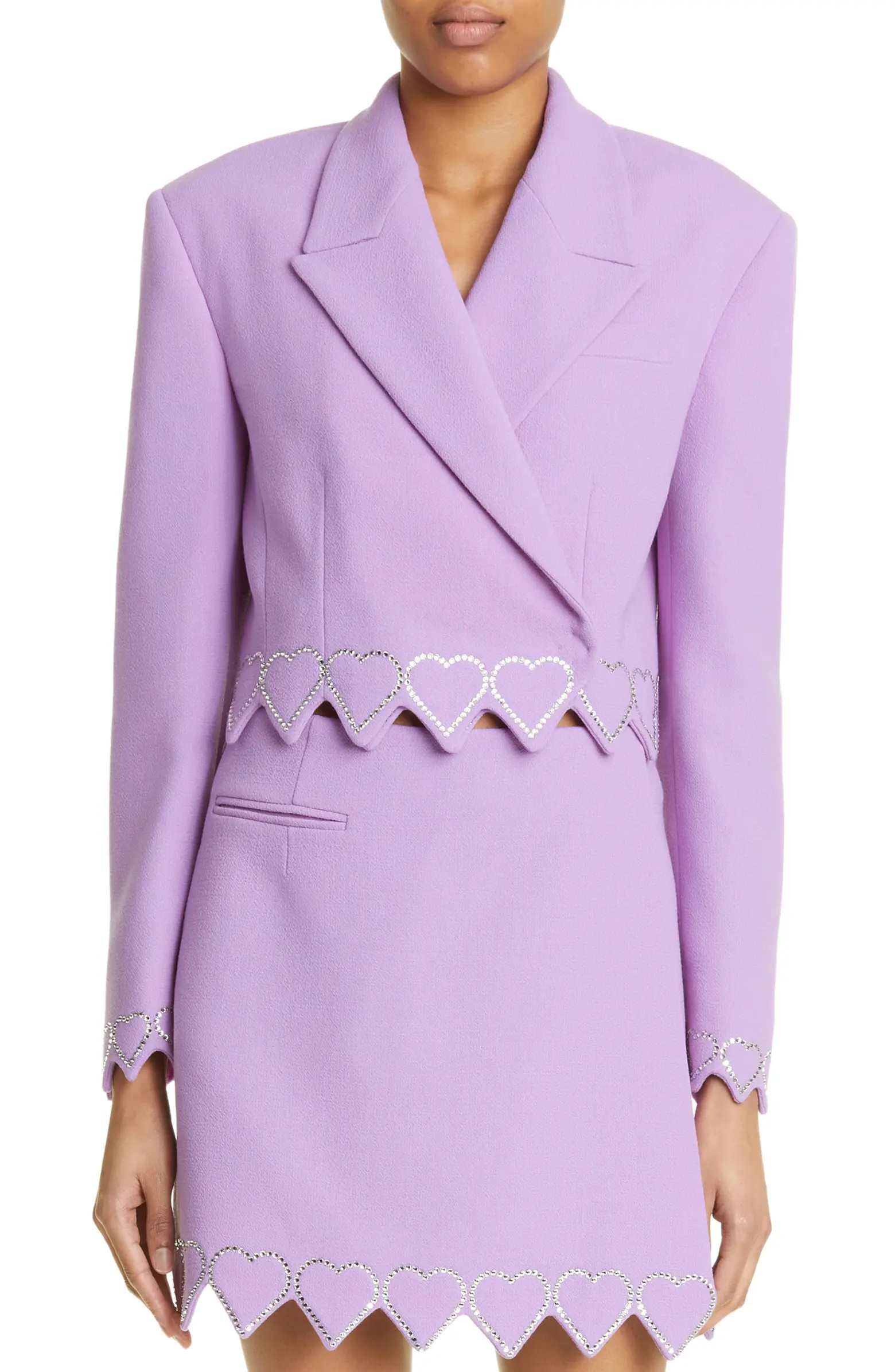 Crystal Heart Trim Crop Wool Blazer | Nordstrom