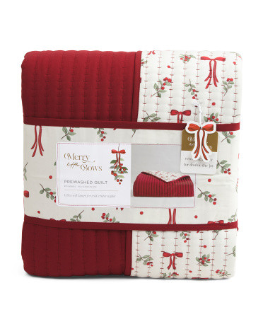 Reversible Holiday Bows Print Quilt | TJ Maxx