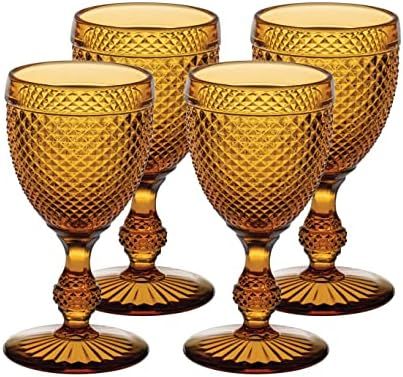Vista Alegre Bicos Amber All Purpose Goblets, Set of 4, | Amazon (US)
