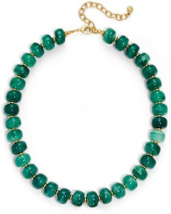 Beaded necklace for Women Boho Bead Gemstone Chunky Necklace Big Bead Necklace Fashion Trendy Sum... | Amazon (US)