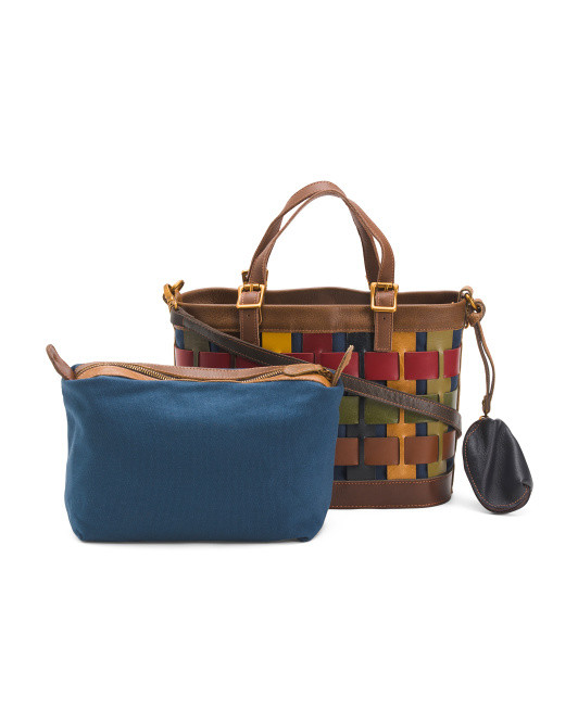 Leather Dorgon Latigo Basket Handbag | TJ Maxx