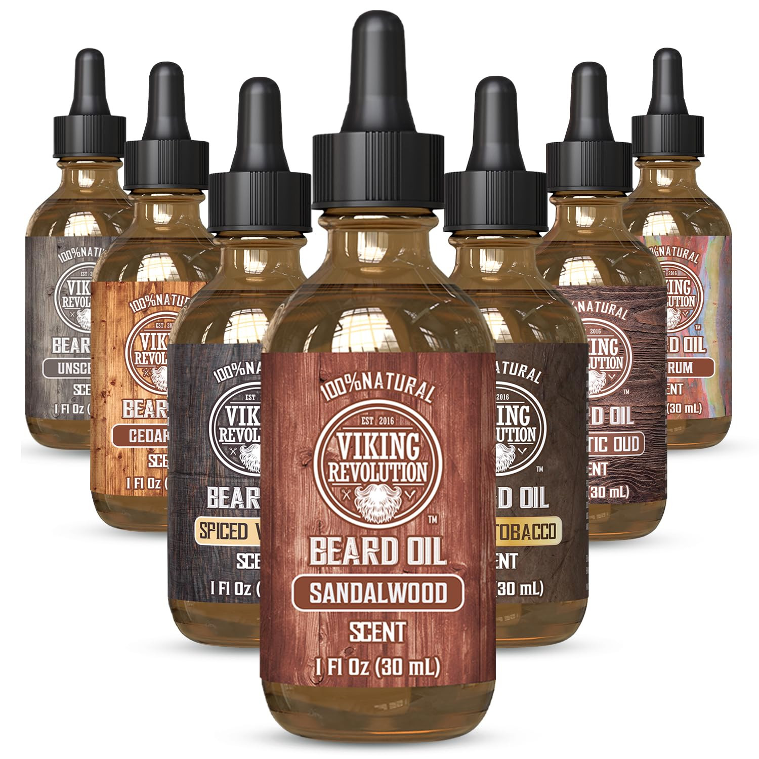 Viking Revolution Sandalwood Beard Oil for Men - Natural Mens Beard Oil with Argan Oil and Jojoba... | Amazon (US)