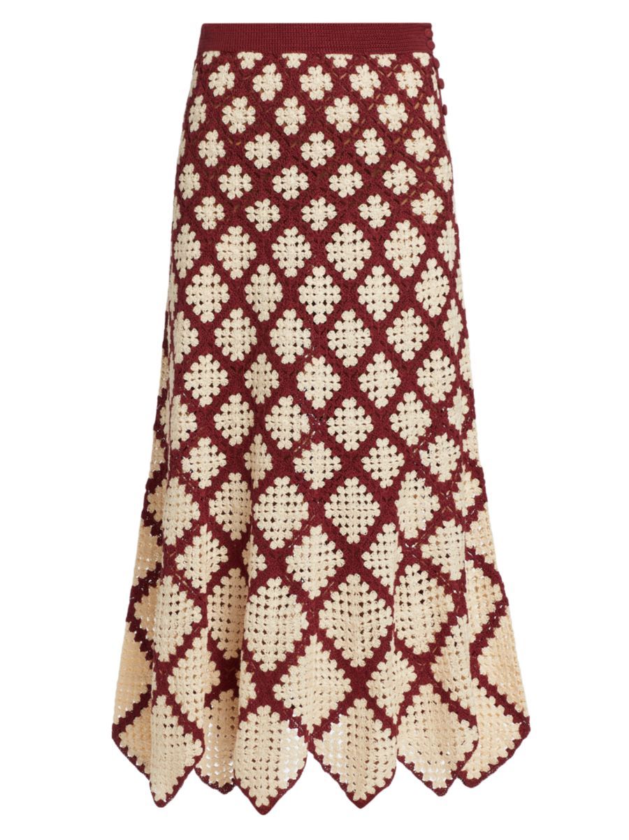 Shop Ulla Johnson Summer Geometric Crochet Midi-Skirt | Saks Fifth Avenue | Saks Fifth Avenue