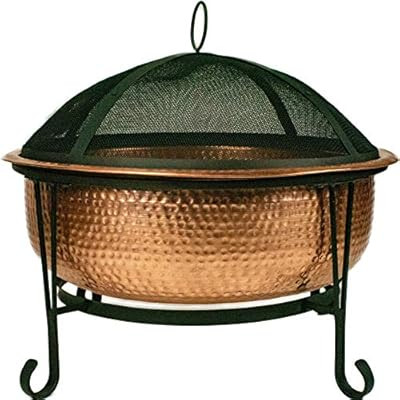 Global Outdoors 26" Genuine Copper Fire Pit with Screen, Cover and Safety Poker | Amazon (US)