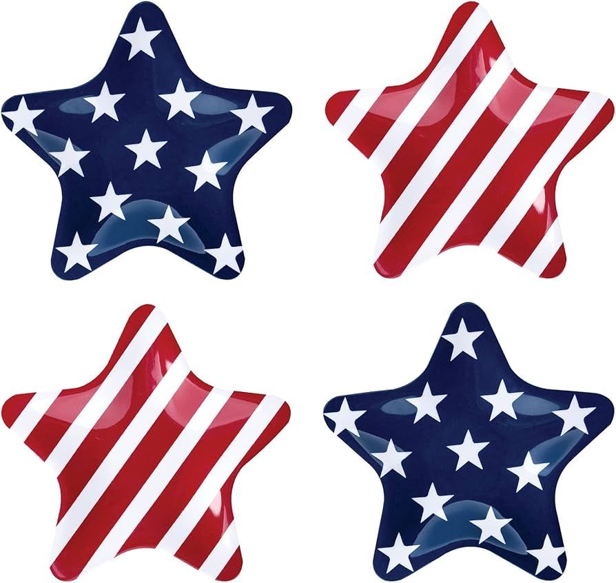 Supreme Housewares Patriotic Star Shaped Plates Set of 4 Melamine Salad Plates Appetizer and Dess... | Amazon (US)