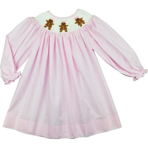 Pink Stripe Smocked Gingerbread Dress | Cecil and Lou