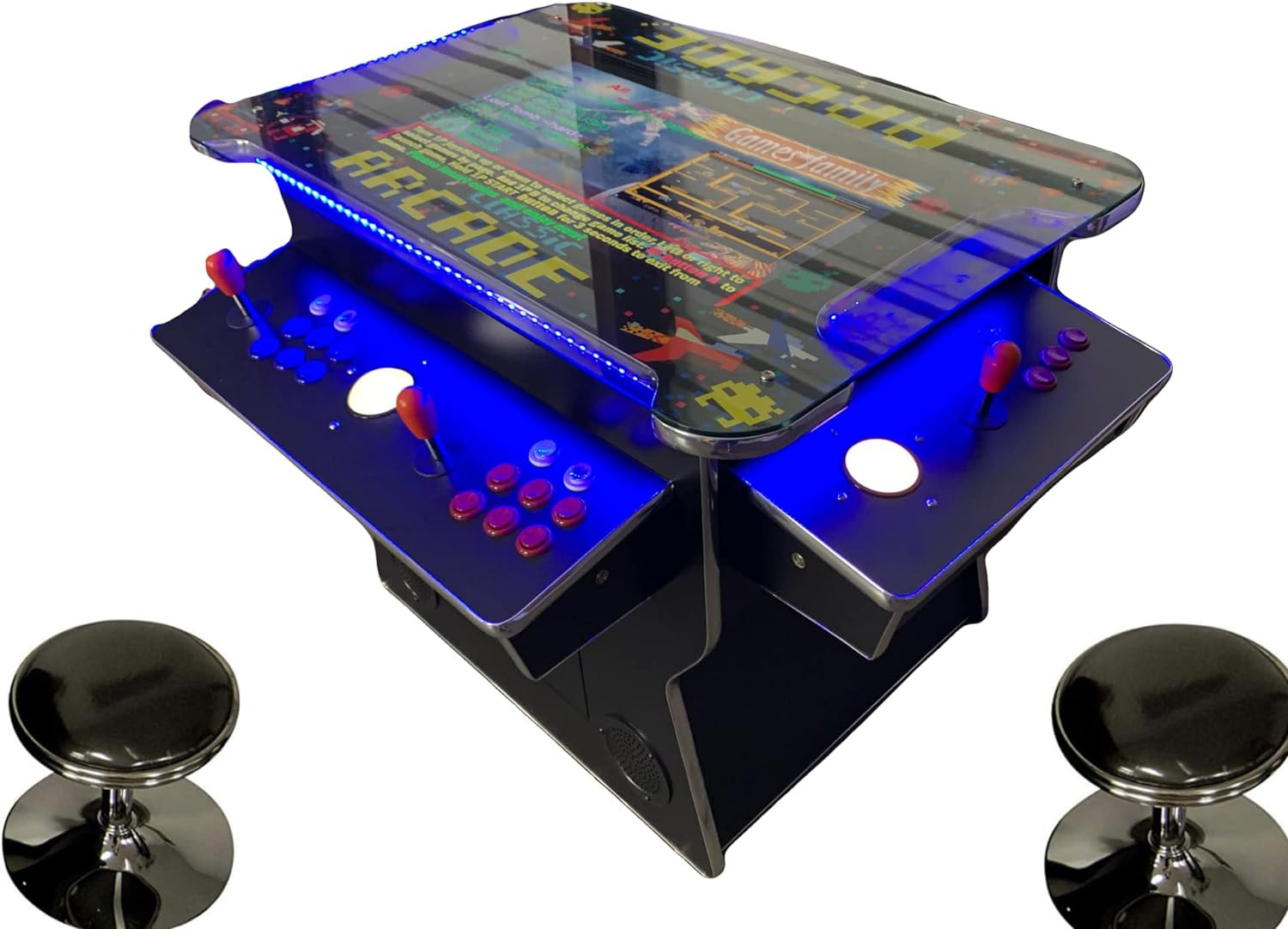 TOP US VIDEO ARCADES Full Size Commercial Grade Cocktail Arcade Machine 4500 Games Lift Up/Tilt Screen 26.5 Screen Tempered Glass 2 Stools Included 5 Year Warranty Black | Amazon (US)