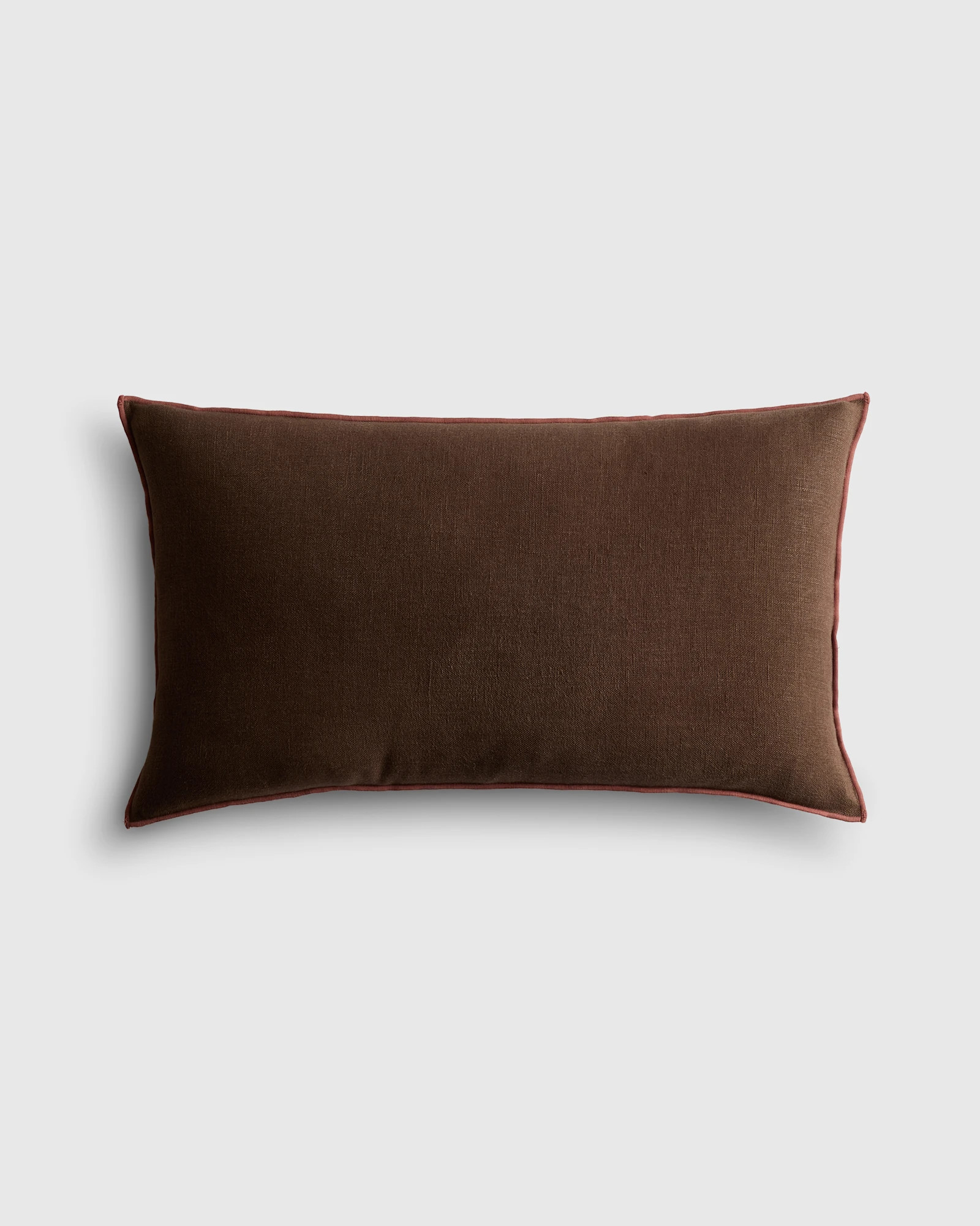 Quince | Contrast European Linen Pillow Cover in Chocolate/Wine, Size 12x20 | Quince
