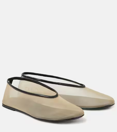 Marcy leather-trimmed mesh ballet flats | Mytheresa (US/CA)