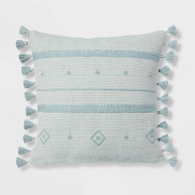 Square Diamond Woven Texture Decorative Throw Pillow Light Teal Blue - Threshold™ | Target