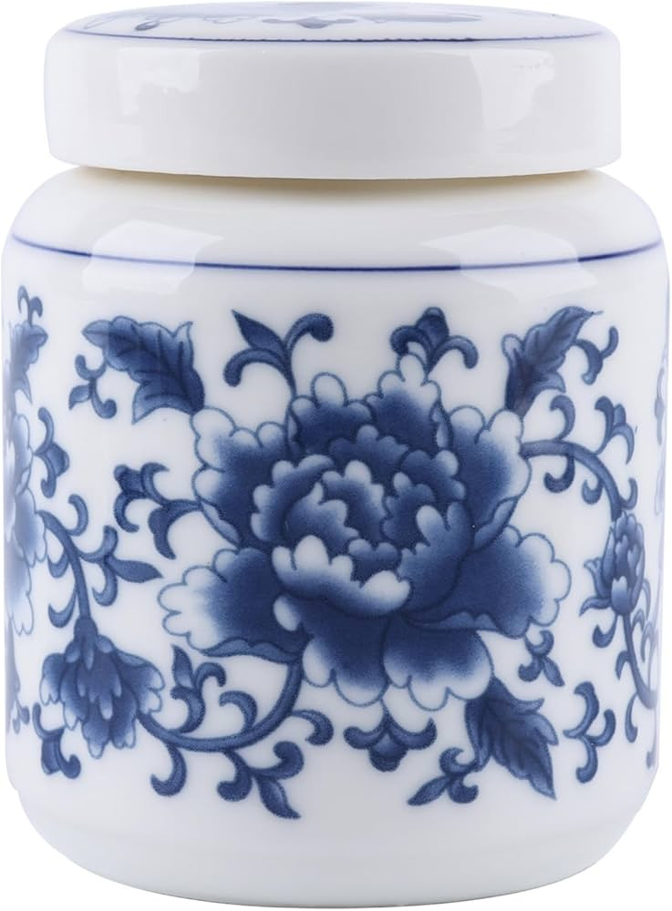 Mini Chinoiserie Blue and White Porcelain Ginger Jar with Twist Lid-Versatile Ceramic Jar with Fi... | Amazon (US)