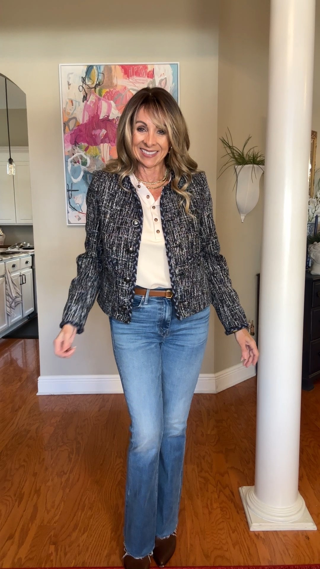 A cropped tweed jacket and great denim equal a casual yet polished look! Denim is on sale and jacket is old. I’ve linked similar ones,

#LTKSaleAlert #LTKOver40