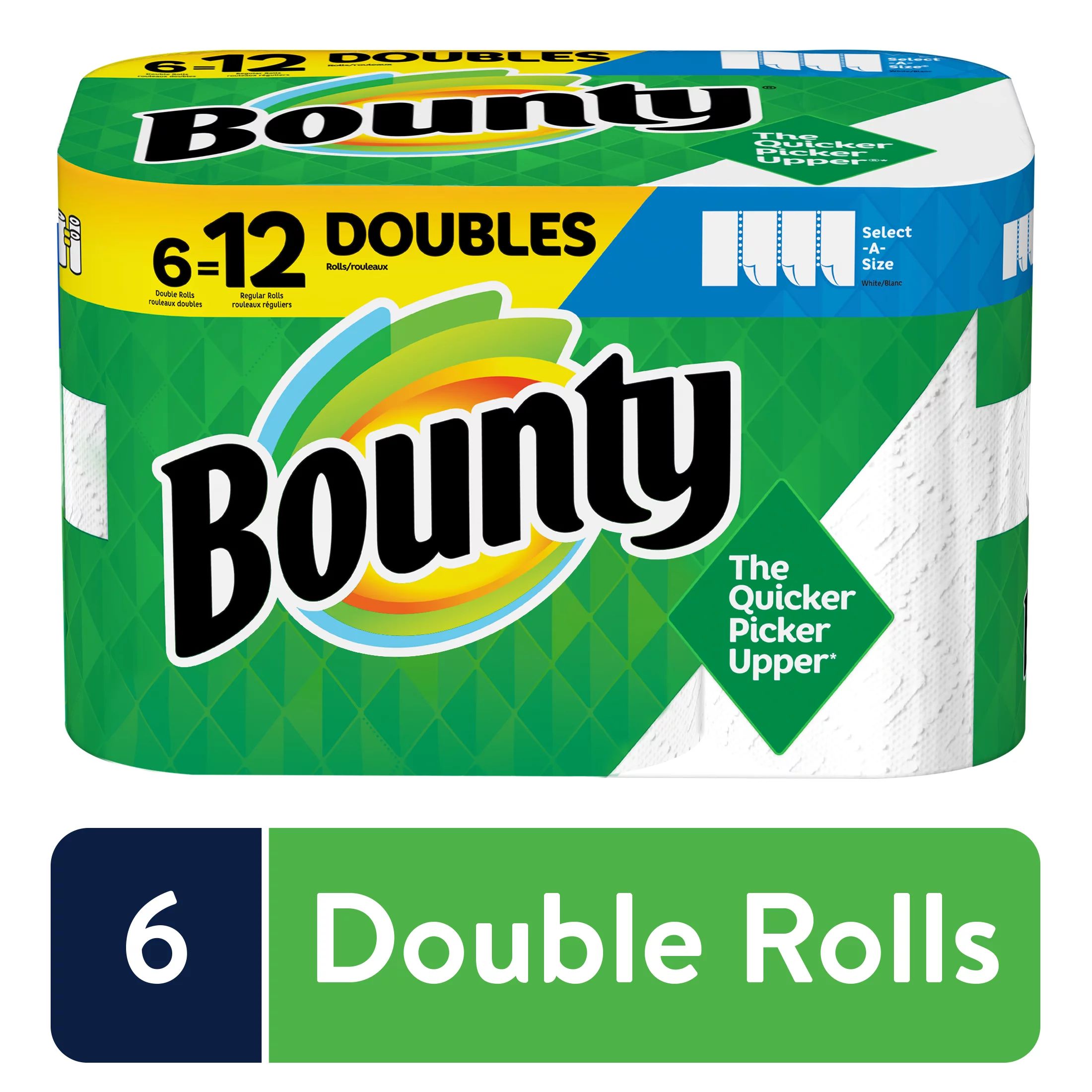 Bounty Select-A-Size Paper Towels, White, 6 Double Rolls, 6 Count | Walmart (US)