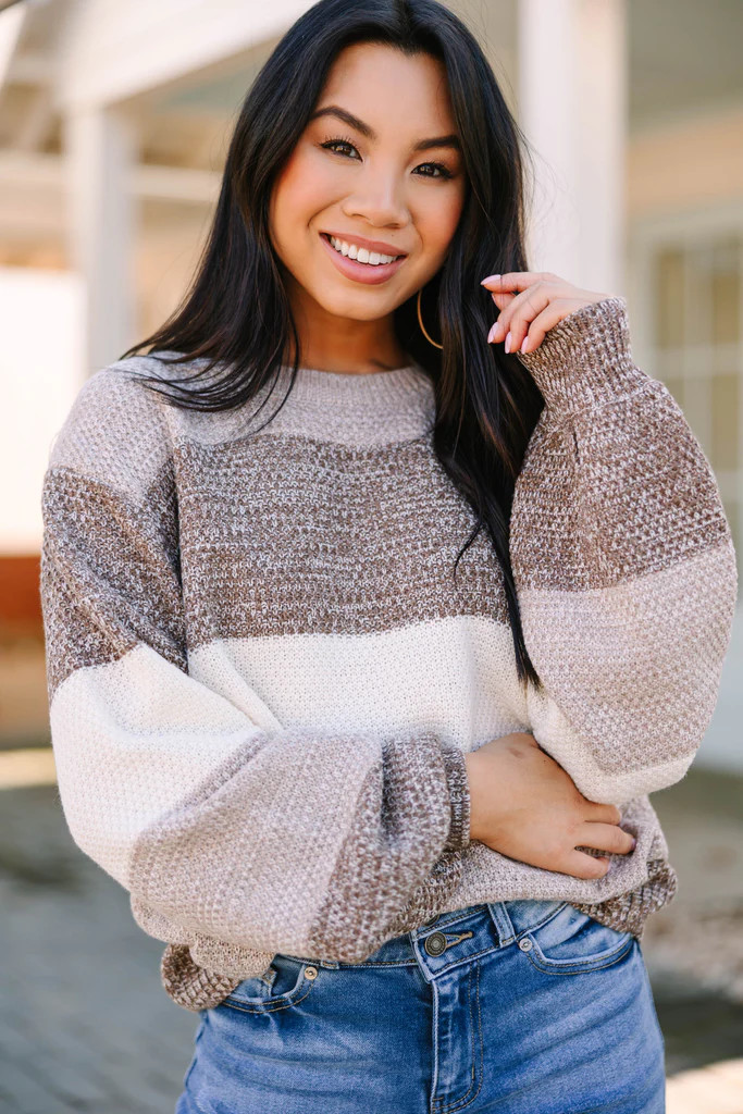 Ease Your Mind Mocha Brown Colorblock Sweater | The Mint Julep Boutique