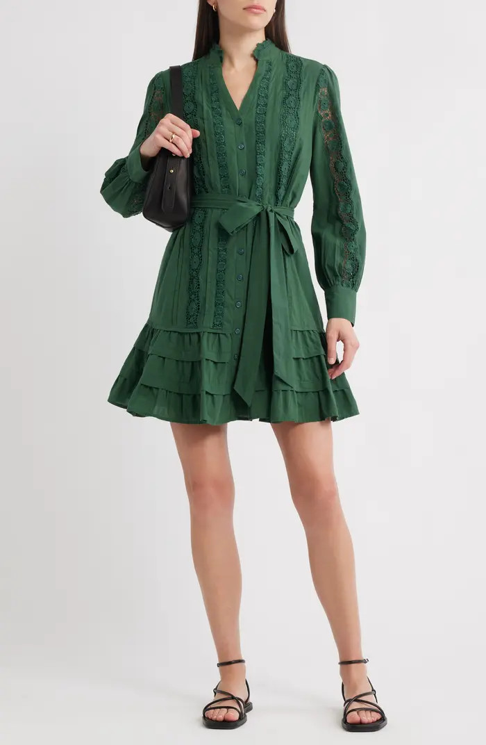 Lace Panel Long Sleeve Minidress | Nordstrom