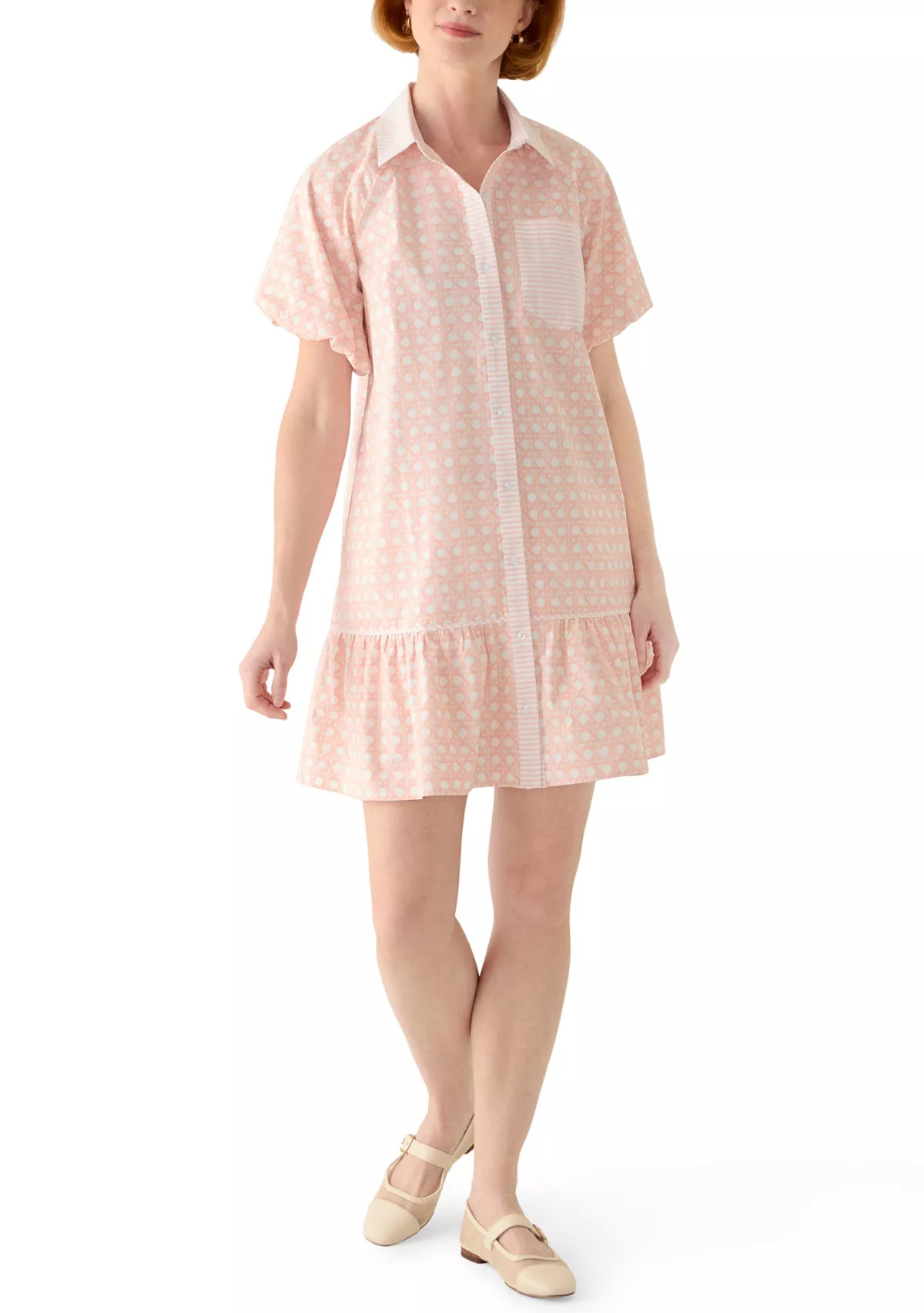 Women's Short Sleeve Flounce Shirtdress | Belk
