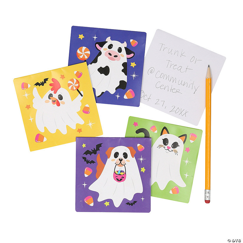 4" x 4" Halloween Ghost Animal Character Notepads - 24 Pc. | Oriental Trading Company