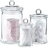Mini Glass Apothecary Jars-Cotton Jar-Bathroom Storage Organizer Canisters Set of 3 | Amazon (US)