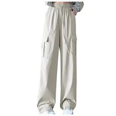 Zpanxa Cargo Sweatpants for Women Cargo Pants High Waisted Tether Motion Sack Versatile Temperament Pants White S | Walmart (US)
