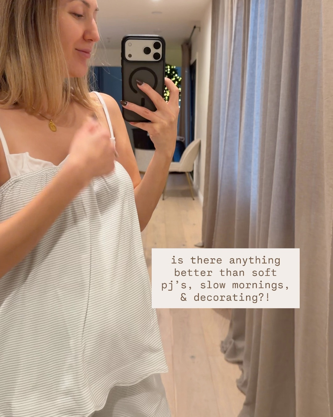 living in these new, crisp @hadleysbungalow 100% Pima cotton PJ's while decorating, sipping coffee, and soaking in all the little moments.
If you want pajamas that feel luxe, this 3-piece set is it. 🎄🤍 #ad 

I’m wearing a Medium in green and currently 5 months pregnant. Linked all the colors! 

Pajamas 
Cotton pajamas 
Gifts for her
Gifts for mom 
Gifts for friends 
Cyber Monday 
Cyber week
Black Friday 
Soft pajamas 

#ltkmomlife #ltkbump 

#LTKCyberWeek #LTKGiftGuide #LTKBump