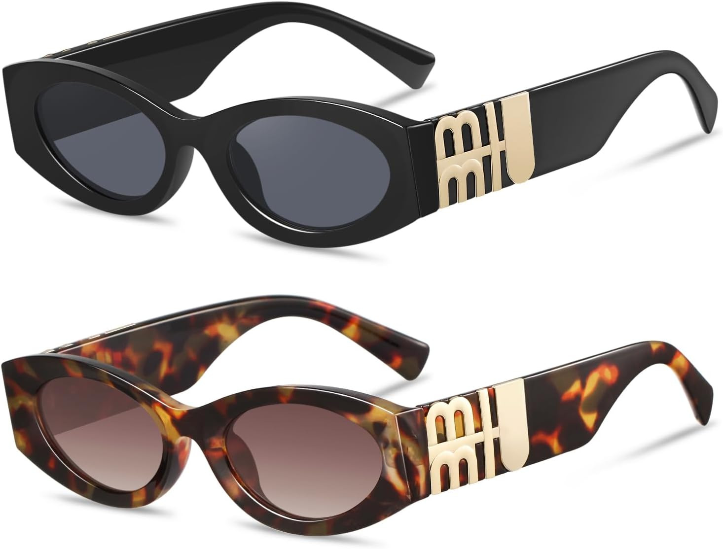Retro Oval Cat Eye Sunglasses for Women Trendy Narrow Sun Glasses | Amazon (US)
