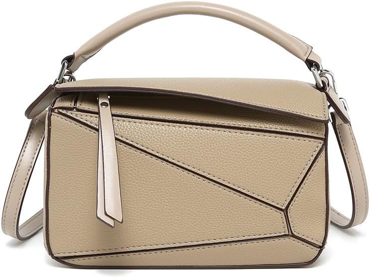 Womens Geometric Design Handbags, Lychee Grain Shoulder Crossbody Bag Lady Mini Top Handle Bag | Amazon (US)