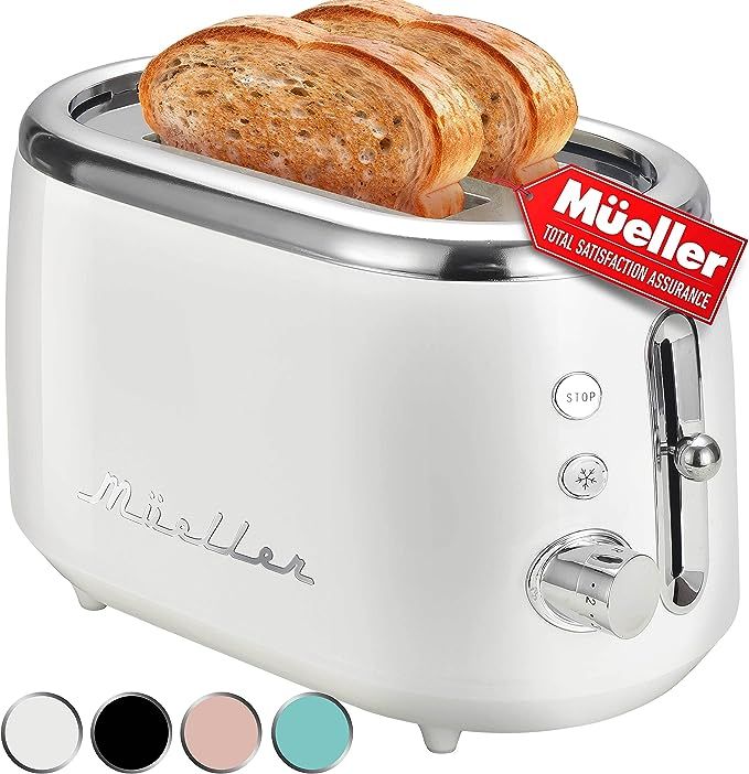 Mueller Retro Toaster 2 Slice with 7 Browning Levels and 3 Functions: Reheat, Defrost & Cancel, S... | Amazon (US)