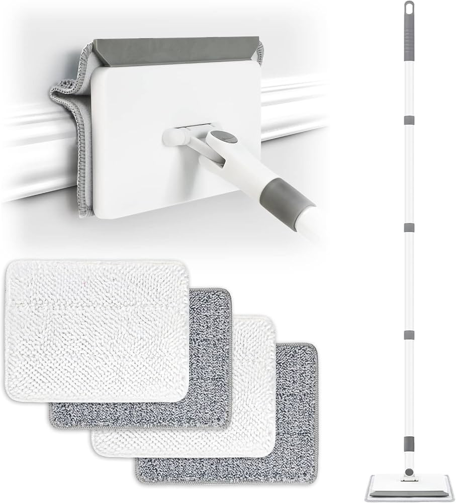 Baseboard Cleaner Tool with Handle, Baseboard Cleaner with Extendable Long Handle, 4 Reusable Cle... | Amazon (US)