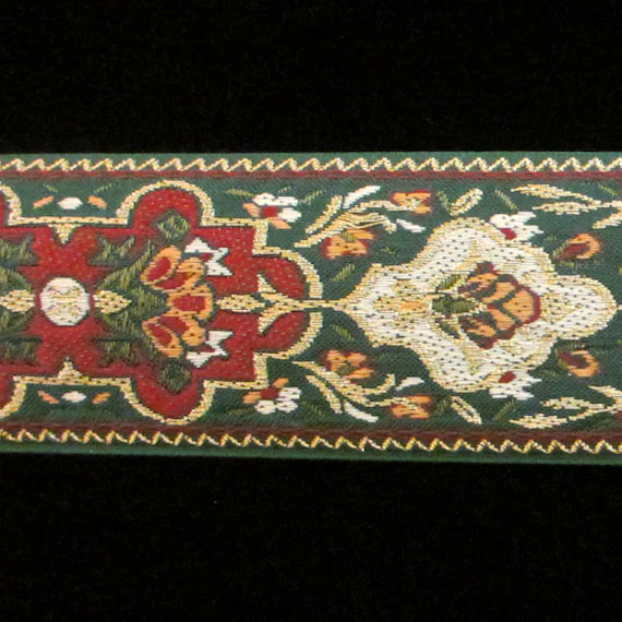 403.2 Jacquard Trim pushkin Green Wide  | Etsy | Etsy (US)