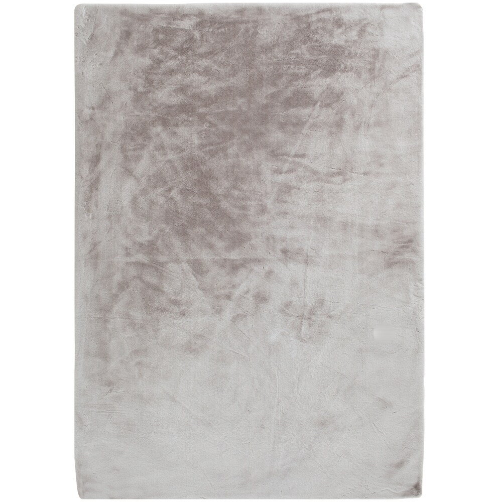Brexley Cloud Grey Faux Rabbit Fur Area Rug - 5' x 7' | Bed Bath & Beyond