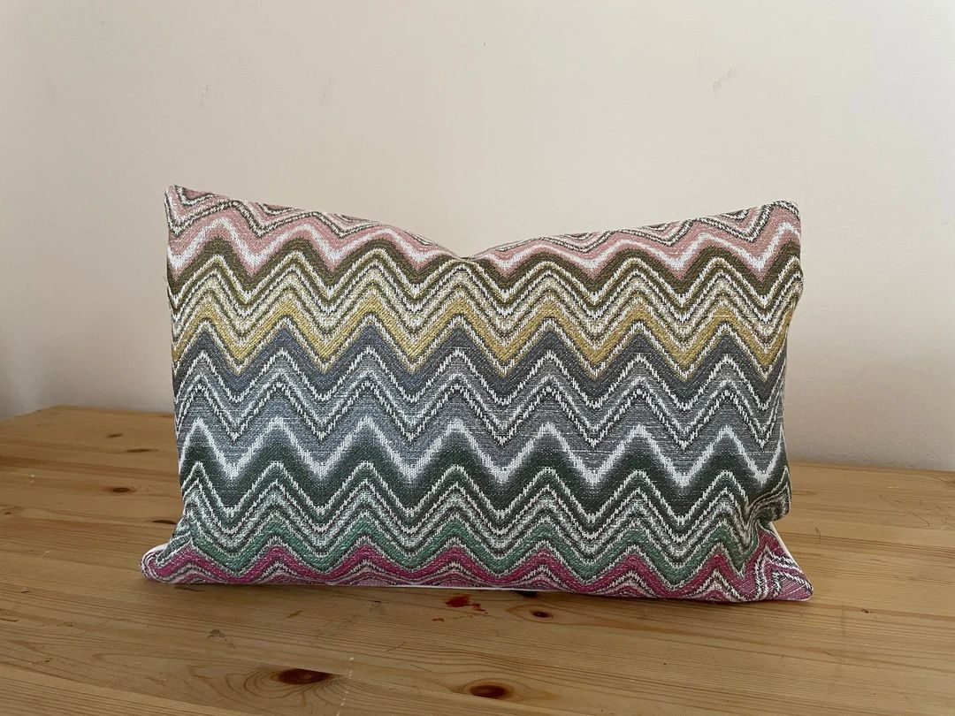 chevron pillow cover, zig zag pillow,gray blue  green pink yellow cushion, luxury multicolor cush... | Etsy (US)