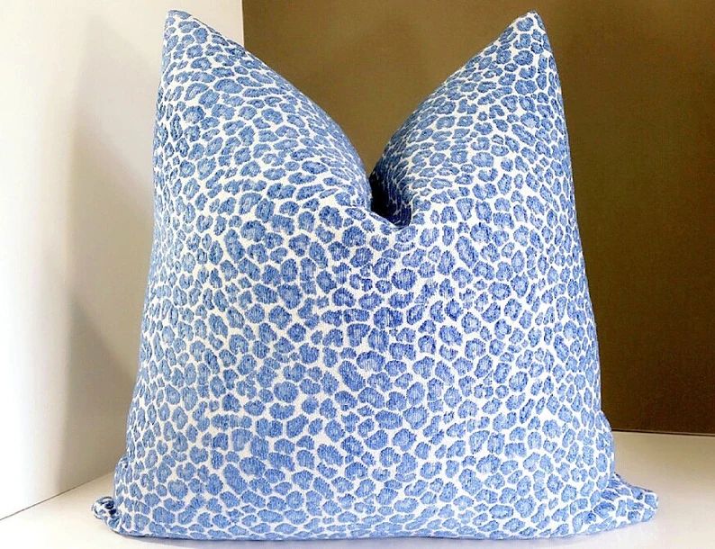 Blue cheetah print pillow cover  Animal print pillow cover  | Etsy | Etsy (US)