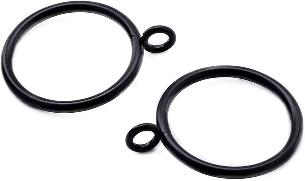 TWOPAGES Smooth Metal Curtain Rings with Eyelets (Set of 32, Black) | Amazon (US)