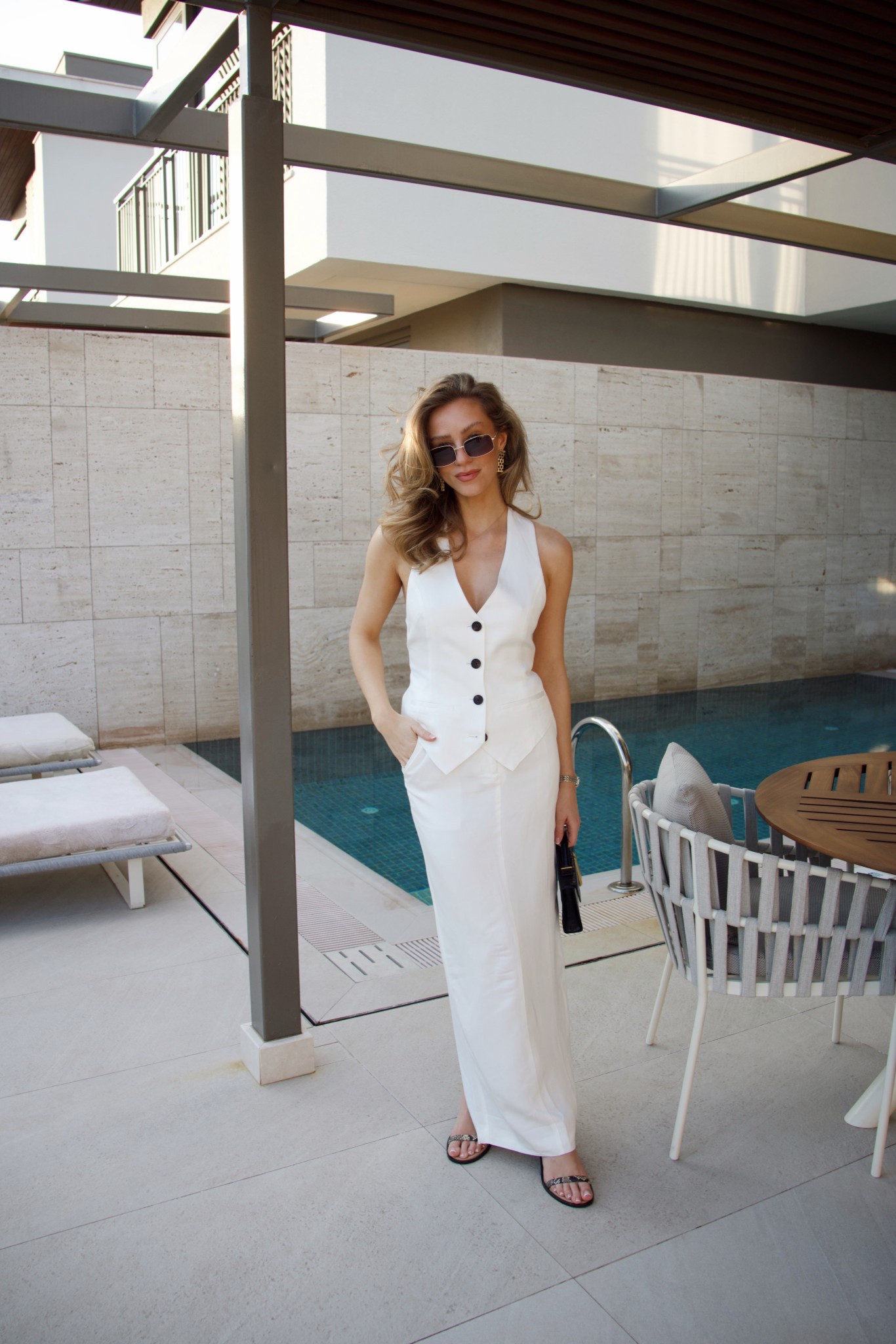 Summer outfits, holiday outfits, linen skirt, white linen waistcoat, sunglasses, heel sandals

#LTKsummer #LTKAroundTheWorld #LTKstyletip