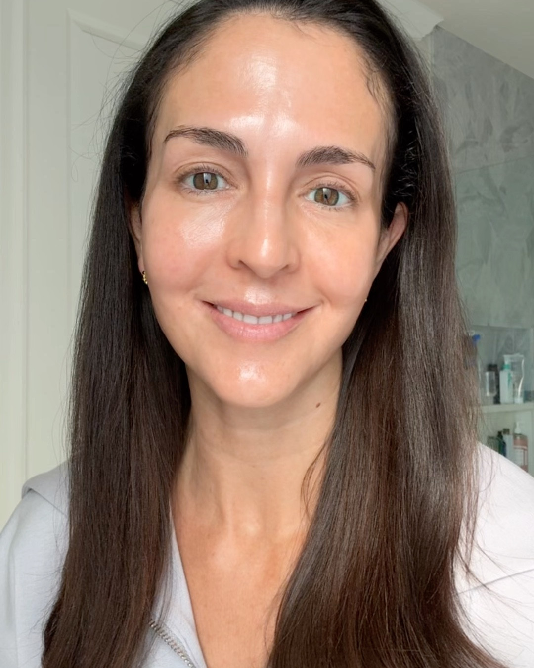 The products I use as part of my morning and evening skincare routines. In addition to these, I use prescription strength Tretinoin and SkinBetter Science Alto Defense Serum, which I get from my dermatologist.