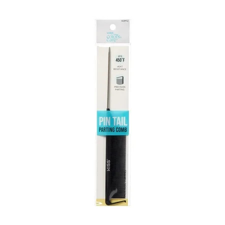 Kiss Colors & Care Pin Tail Parting Comb, Heat Resistant & Anti-Static, Black | Walmart (US)